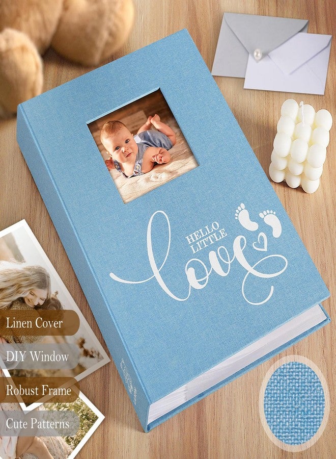 Lanpn Baby Photo Album 4x6 300 Pockets, Linen Hardcover Newborn Memory Book with Memo Writing Area, Bebe Photobook, Slip-in Picture Book, Ultrasound Album Keepsake Gifts for Boy Baby Shower Blue - Image 3